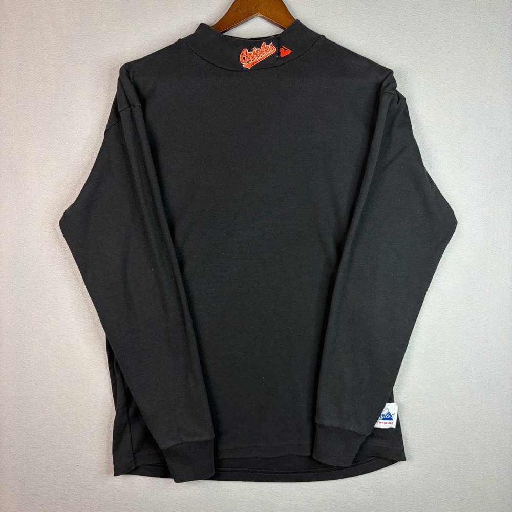 Vintage Baltimore Orioles Mock Neck Black Long Sleeve Majestic Shirt